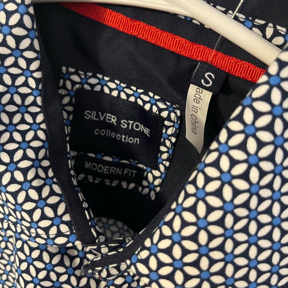 Blue Stone Collection Button Front Shirt Blue Floral Modern Fit NWT MSRP $149 SM - Picture 4 of 12